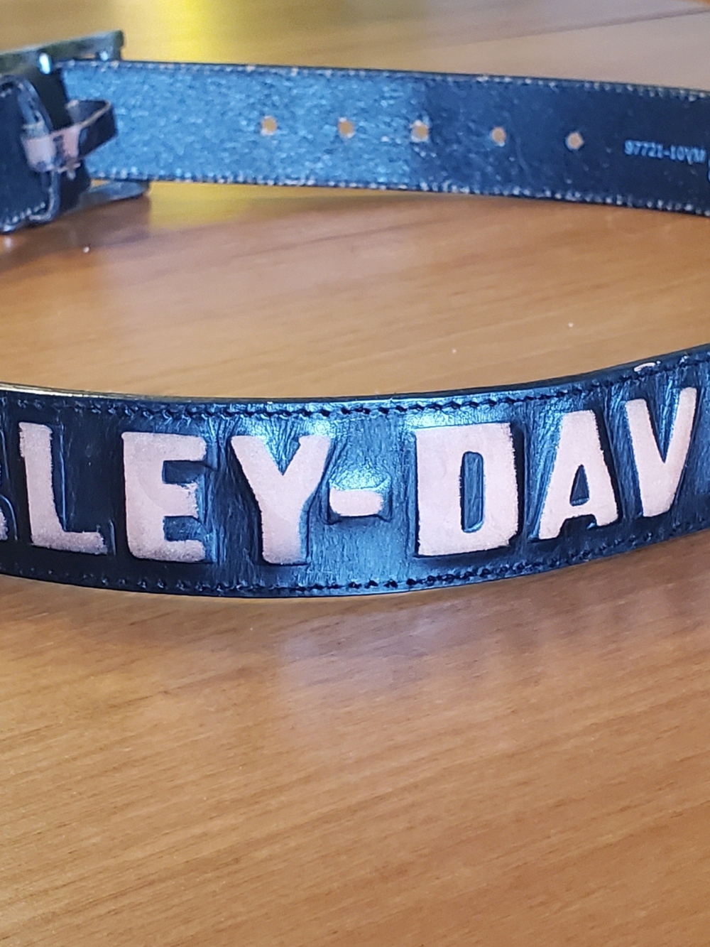 Harley-Davidson Black Belt with Tan Raised Logo
